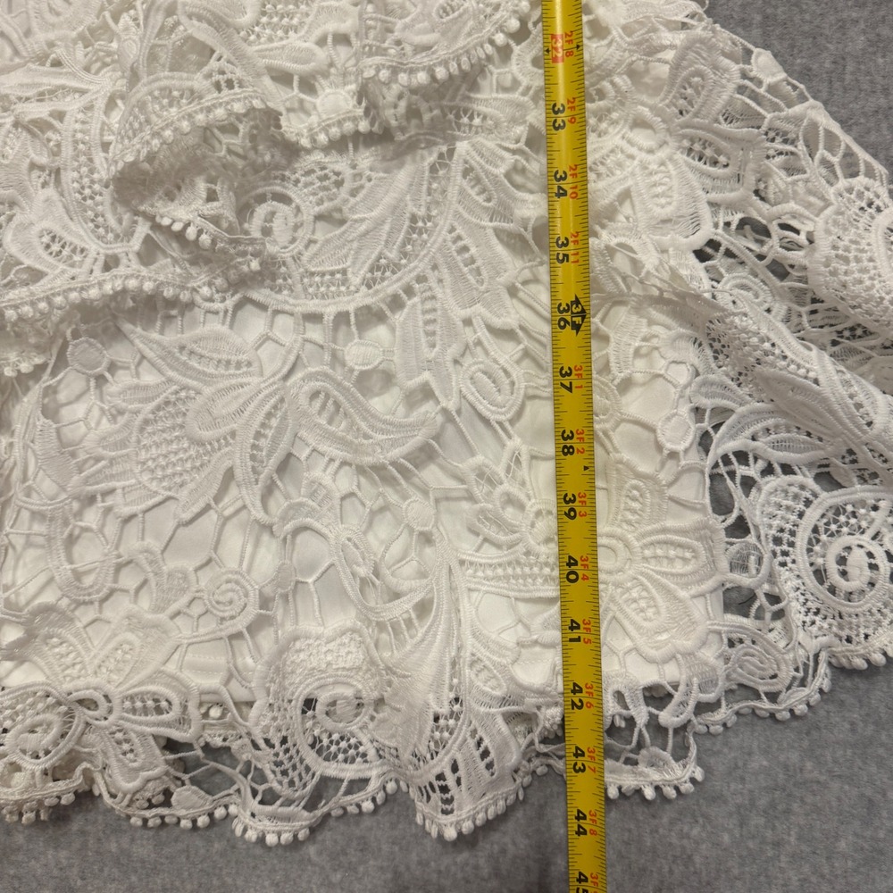 Lulus White Lace Off Shoulder Ruffle High Low Midi Dress Medium Rush Homecoming - Picture 4 of 10